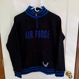 Air Force Mens Large Royal/Black Partial Zip Sweatshirt